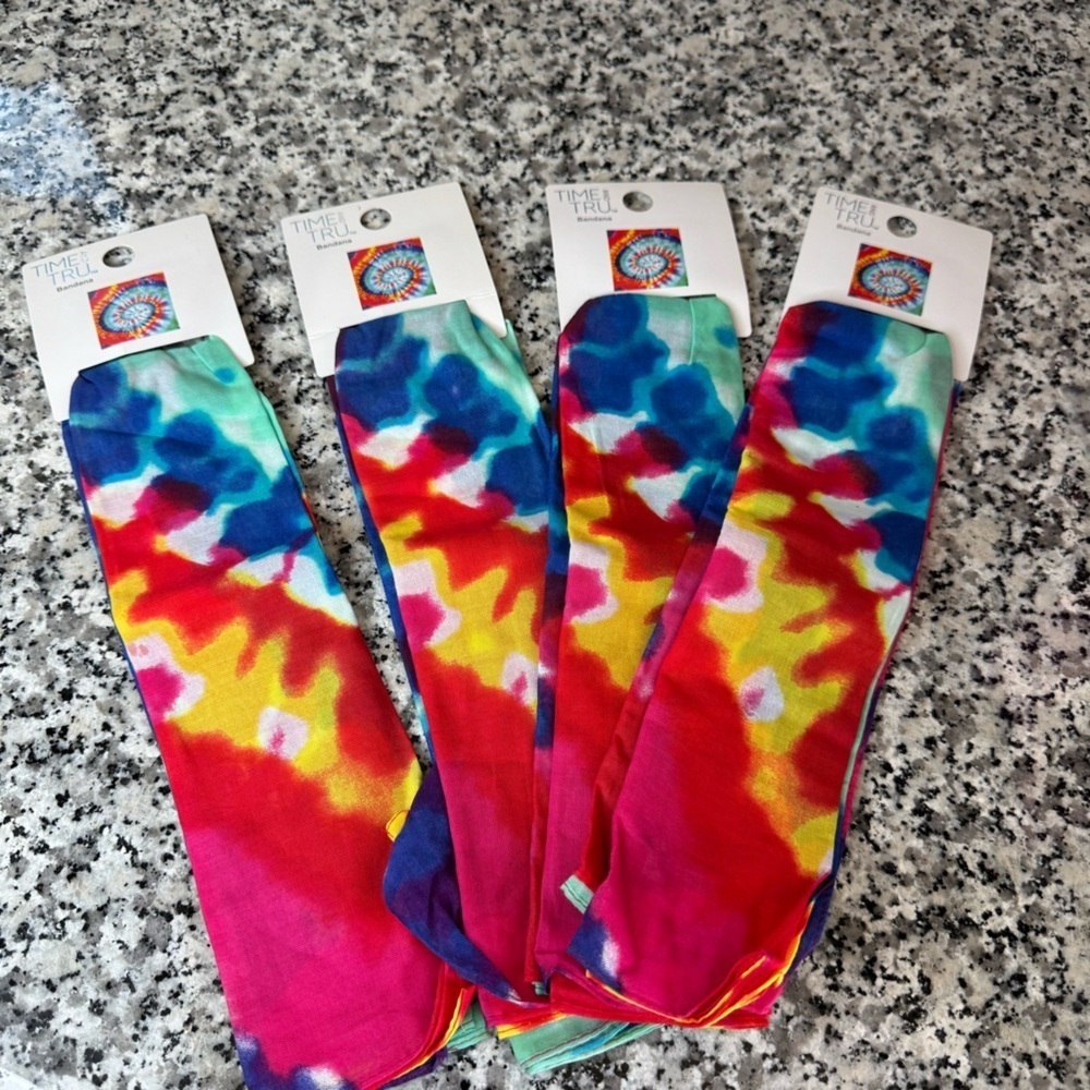 Time & Tru | NWT Bundle of 4 Colorful Tie Dye Bandana